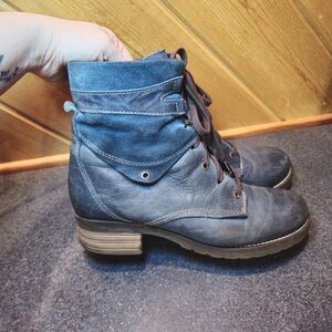 Dromedaris Women's Kara Suede Top Boot Size EU 42 US 11.5 Teal Moto Leather‎